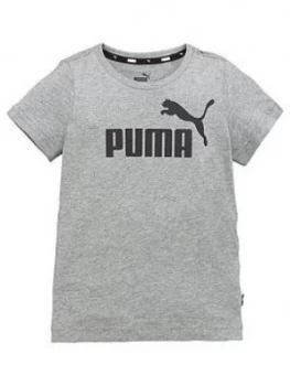 Puma Essentials Logo T-Shirt and Sweat Shorts Set - Grey, Size 11-12 Years