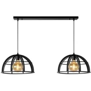 Image of Lucide DIKRA - Bar Pendant Light - 2xE27 - Black