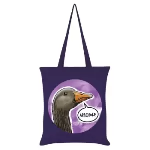 Image of Cute But Abusive Arsehole Goose Tote Bag (One Size) (Purple/Brown/White)