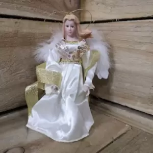 Image of 18cm Premier Christmas Tree Top Topper Angel In Ivory