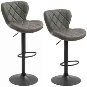 image of HOMCOM Set Of 2 Breakfast Bar Chairs, Swivel Barstools With Backrest and Footrest - Dark Grey