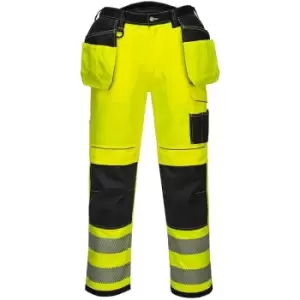 Image of Portwest Mens PW3 Hi-Vis Trousers (30R) (Yellow/Black) - Yellow/Black