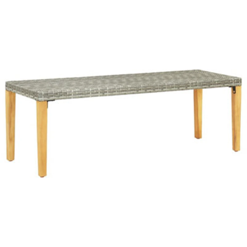 Image of vidaXL Garden Bench Poly Rattan Grey with Oak 80cm Outdoor Garden Patio Bench