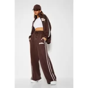 Image of I Saw It First Michigan Graphic Stripe Straight Leg Joggers - Brown