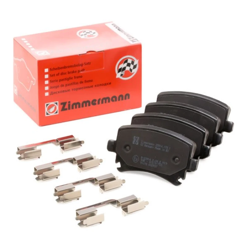 Image of ZIMMERMANN 23914.170.3 Brake pad set Rear Axle, prepared for wear warning indicator, with spring, with bolts/screws Brake Pad Set,disc brake (402)