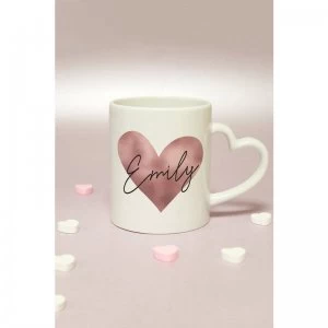 Image of Personalised Rose Gold Heart Handle Mug