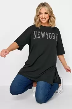 Image of 'New York' Glitter Embossed T-Shirt