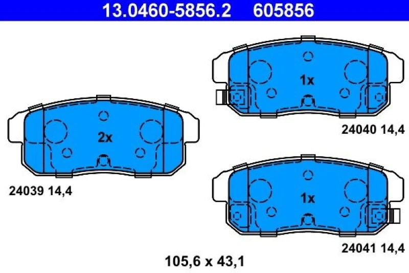 Image of ATE 13.0460-5856.2 Brake pad set with acoustic wear warning Brake Pad Set,disc brake (402)