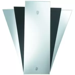 image of Searchlight - 1 Light Indoor Wall Light Mirror with Black Glass Fan Style, E14