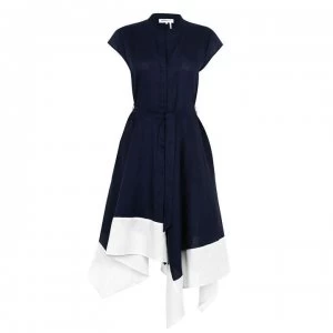Image of DKNY Solid Linen Dress - Ink/Ivory