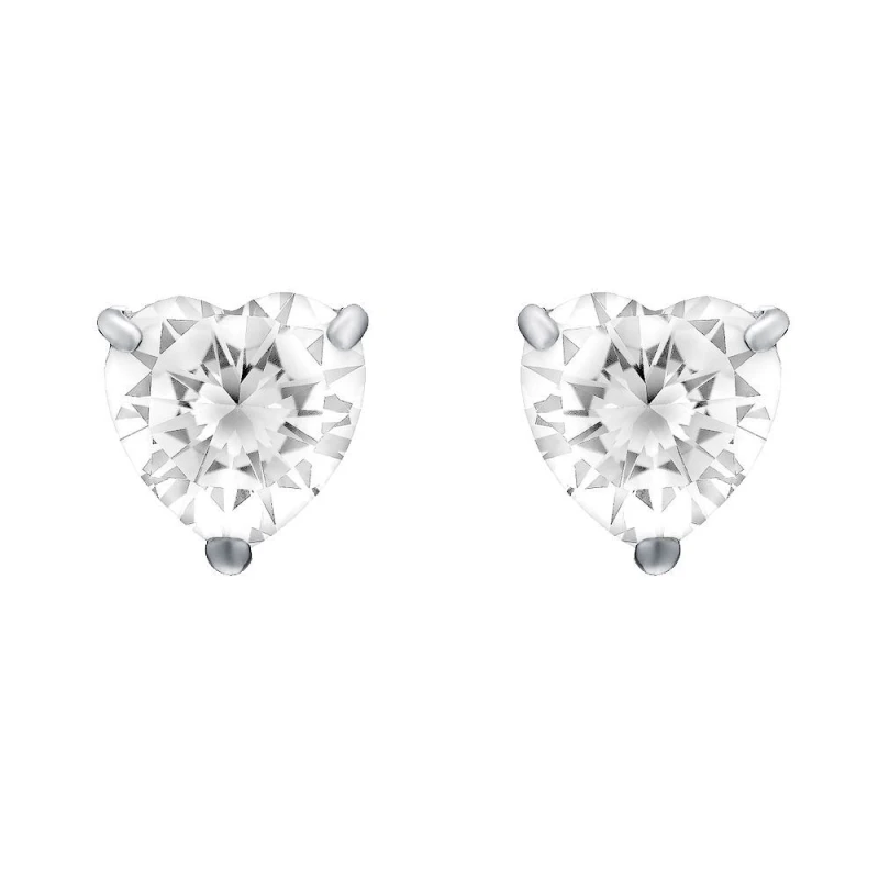 Image of Jewelco London Silver Heart CZ Love Heart Solitaire Stud Earrings 4mm - HT4 Silver female