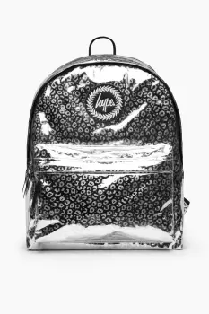 image of HYPE UNISEX SILVER HOLOGRAPHIC LEOPARD CREST BACKPACK