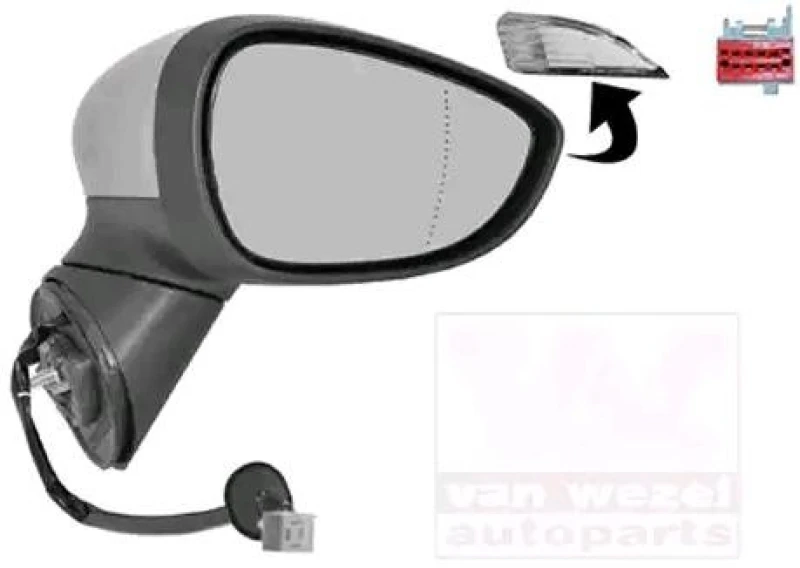 Image of VAN WEZEL 1801818 Wing mirror * HAGUS * Right, Heatable, primed Outside Mirror (50)