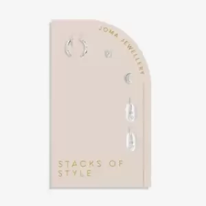 Image of Stacks Of Style Silver Moon Silver Set Of Earrings 6339