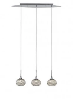 Image of Ceiling Pendant 3 Light Line Polished Chrome, Clear Glass
