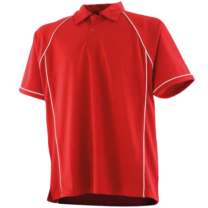 Image of Finden & Hales Piped Performance Sports Polo Shirt in Red Size: 11-12 Years Red Unisex 11-12 Years