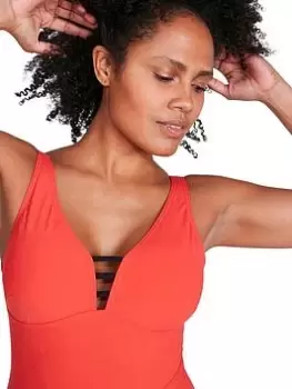 Image of Speedo OpalGleam Shaping 1PC - Red, Size 34, Women
