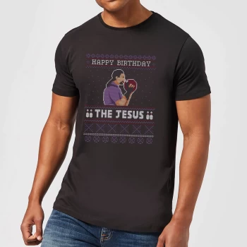 image of The Big Lebowski Happy Birthday The Jesus Mens T-Shirt - Black - XS - Black