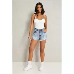 I Saw It First Mid Wash Floaty Denim Short - Blue