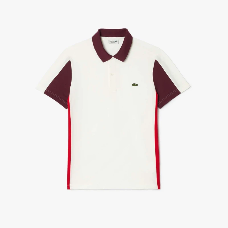 Image of Lacoste Regular-Fit Colour Block Polo Shirt Cream male XS
