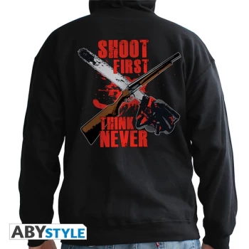 Image of Ash Vs Evil Dead - Shoot First, Think Never Man Mens Large Hoodie - Black