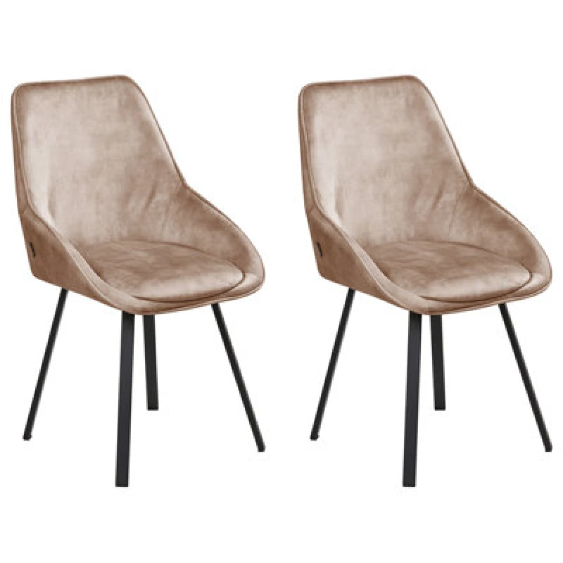 Image of Beliani Set Of 2 Dining Chairs Swivel Terlton Velvet Beige