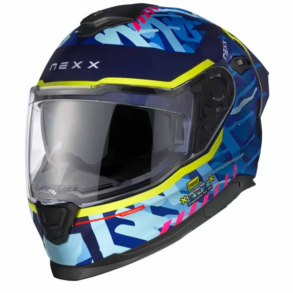 Image of Nexx Y.100R Urbangram Indigo Blue Matt Full Face Helmet Size L