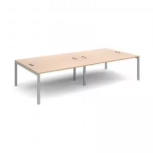 Image of Connex double back to back desks 3200mm x 1600mm - silver frame and