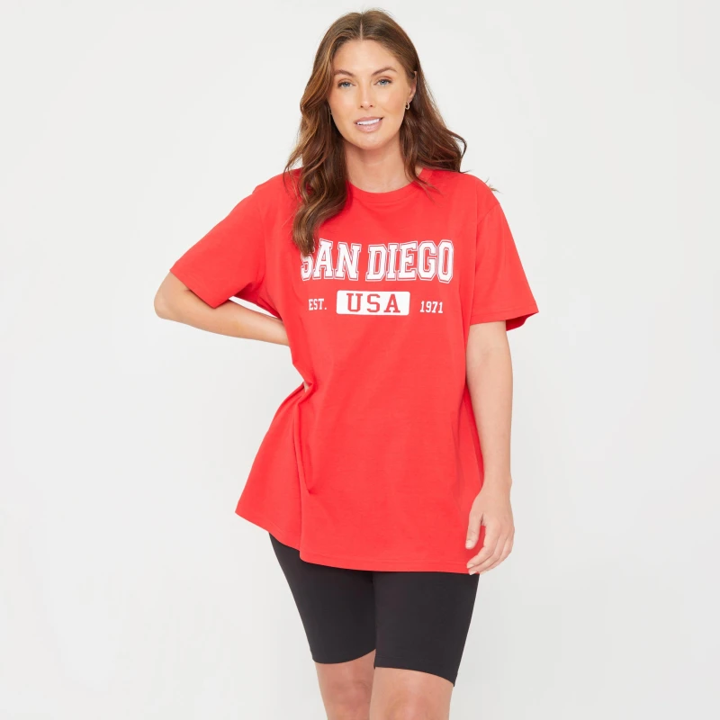 Image of Be You You Slogan T and Cycling Short - Red Red 8