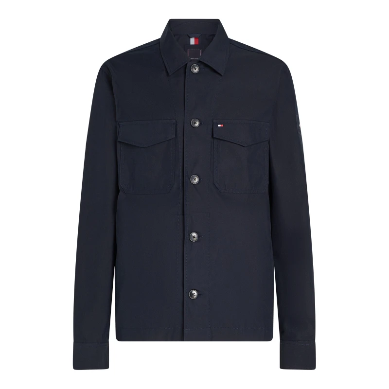 Image of Tommy Hilfiger Mens Cotton Button-Through Overshirt Desert Sky male S