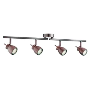 Image of Jupiter LED Adjustable 4 Light Spotlight Bar Copper, GU10