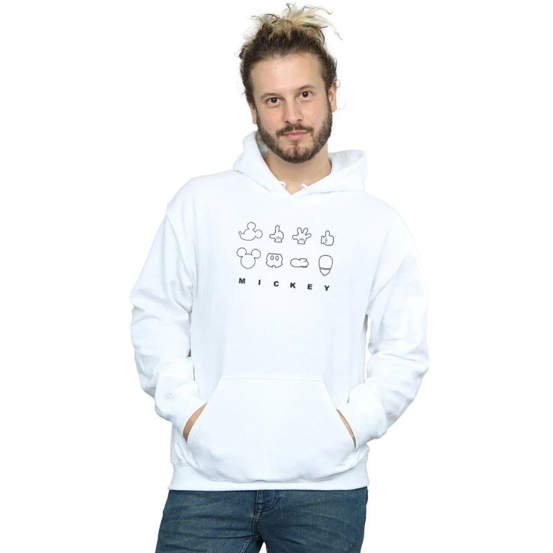 Image of Disney Men Mickey Mouse Dnstructed Hoodie in White Size: Small White S Male 5059114734085