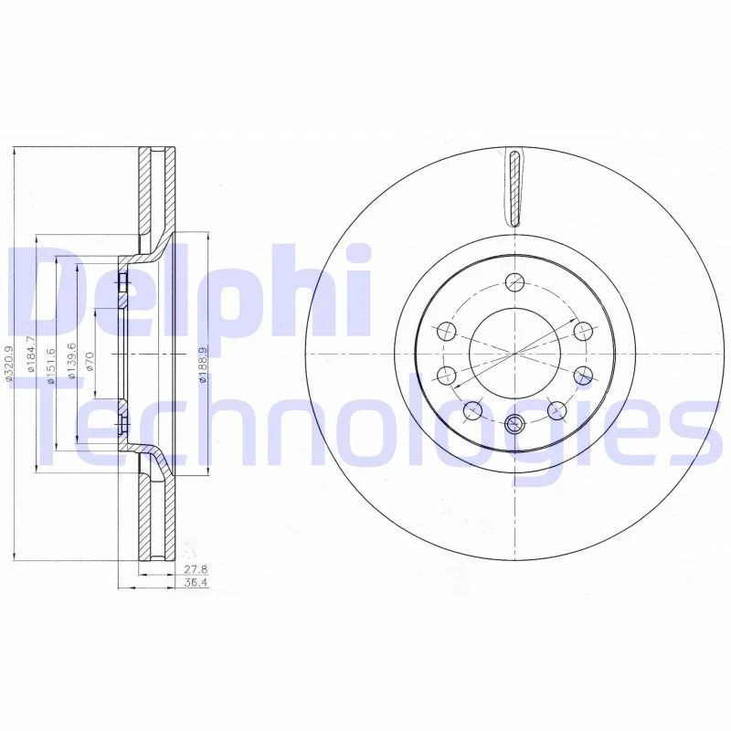 Image of DELPHI Brake disc DELPHI BG4185C