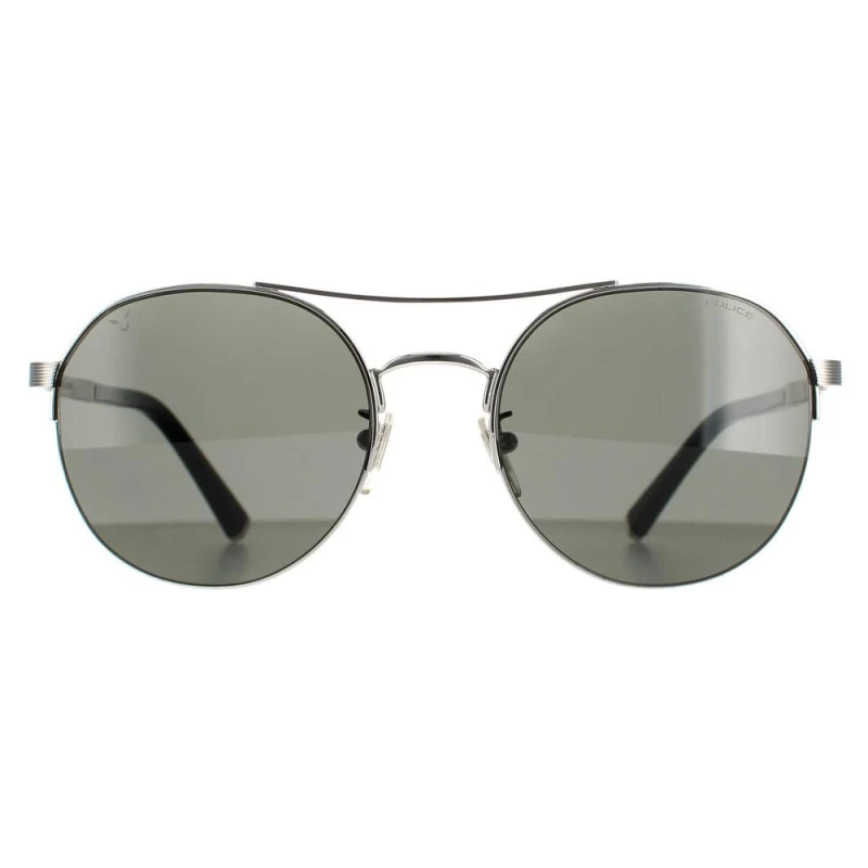 Image of Police Aviator Shiny Full Palladium Smoke Grey SPLA24 Lewis 03 Silver