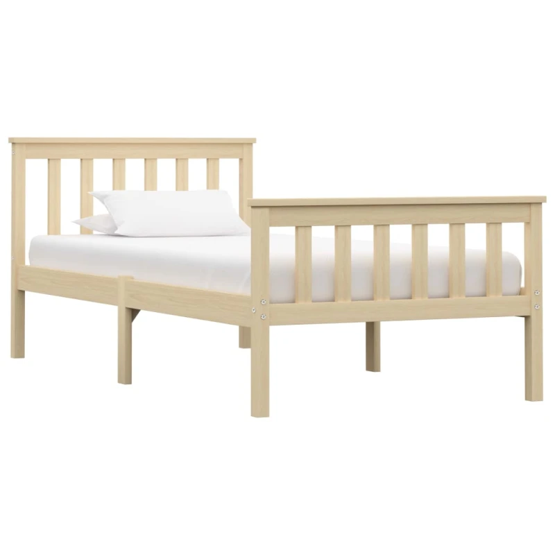 Image of vidaXL Solid Pinewood Bed Frame 100x200cm Light Wood Single Bedroom Furniture