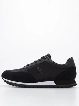 Image of BOSS Parkour Mix Fabric Runner Trainers - Black, Size 11, Men