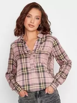 Image of Long Tall Sally Check Overhead Shirt - Pink, Size 12, Women