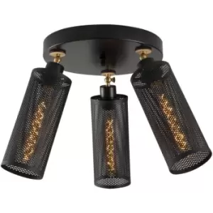 Image of Cristal Model 13 Deco 3-light Ceiling Spotlight Lamp Black