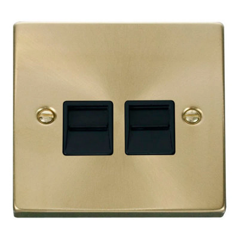 Image of SE Home Satin / Brushed Brass Secondary Telephone Twin Socket Gold