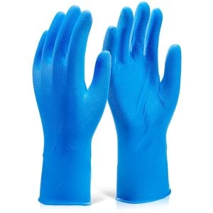 image of Glovezilla Nitrile Disposable Grip Glove 30Cm L Blue Ref GZNDG15BL