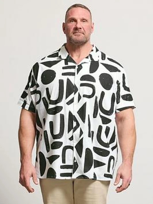 Image of BadRhino Mens Abstract Print Shirt Size: 7-8XL Multicolor Male 7-8XL