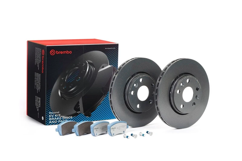 Image of BREMBO KT 08 032 Brake disc and pads set BEYOND LINE - EV with accessories, Brake Disc Type: internally vented, with brake caliper screws Brake Set,d