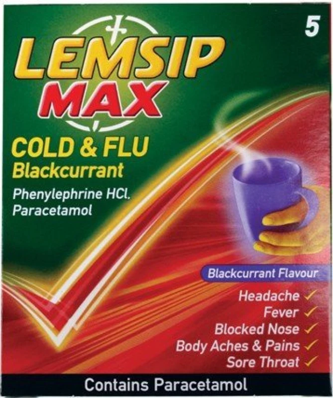 Image of Lemsip Max Cold+Flu Sachets Blackcurrant- 5