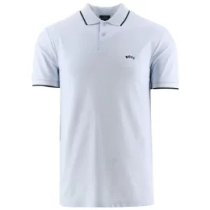 image of BOSS Light Pastel Blue Paul Curved Polo Shirt