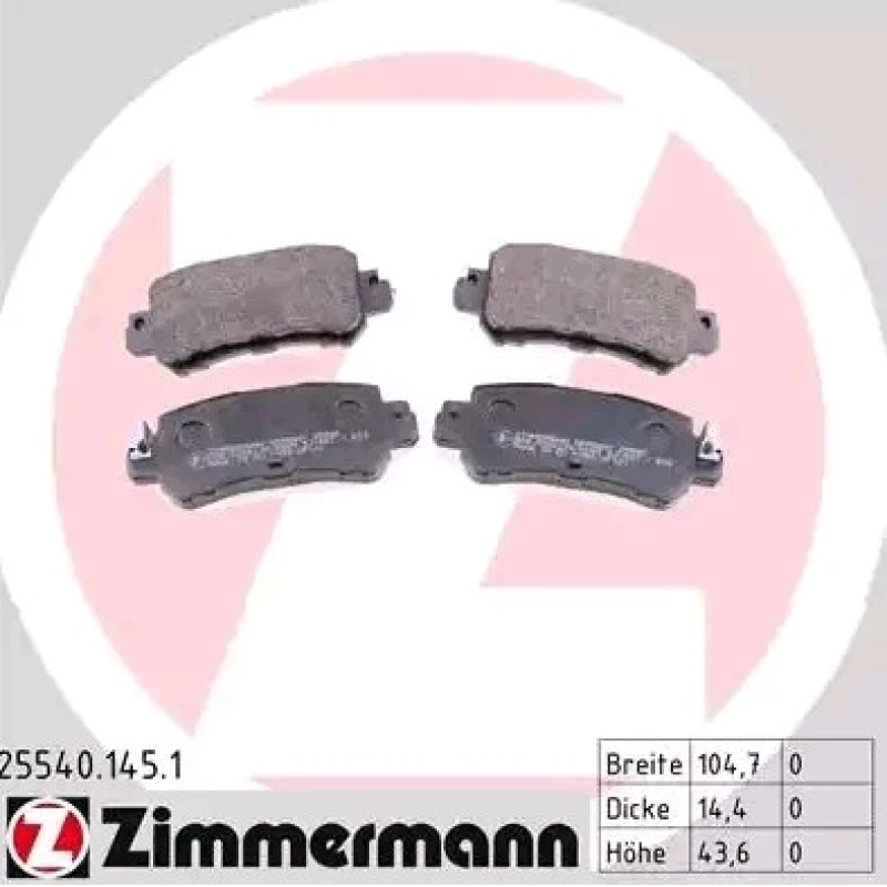 Image of ZIMMERMANN 25540.145.1 Brake pad set Rear Axle, Photo corresponds to scope of supply Brake Pad Set,disc brake (402)