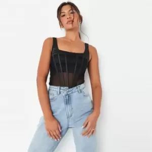 image of Missguided Detail Corset Bodysuit - Black