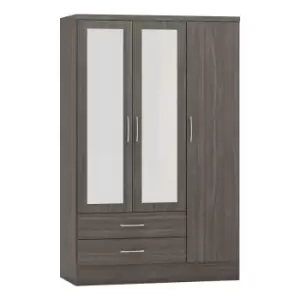 image of Seconique Nevada 3 Door 2 Drawer Wardrobe - Black Wood Grain