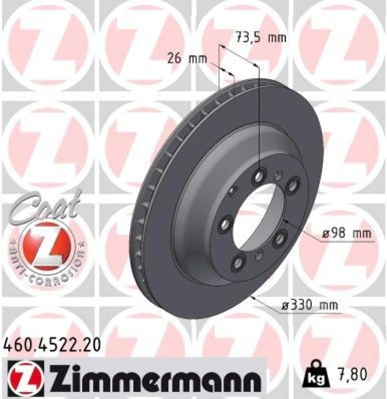 Image of ZIMMERMANN Brake disc ZIMMERMANN 460.4522.20