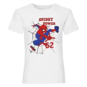 Image of Spider-Man Girls Spidey Power T-Shirt (3-4 Years) (White/Red/Blue)