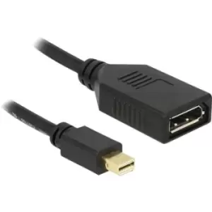 Image of Delock 65554 DisplayPort Adapter [1x Mini DisplayPort plug - 1x DisplayPort socket] Black incl. ferrite core 21.00 cm